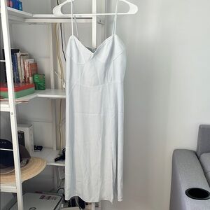 Aritzia Light Blue Midi Dress with Sweetheart Neckline